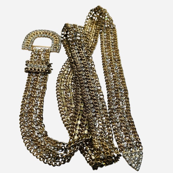 Vintage 1980's Rhinestone Cable Chain Disco Belt